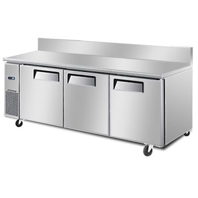 3-door commercial working bench Fridge with Splashback wab1878 - Click Image to Close