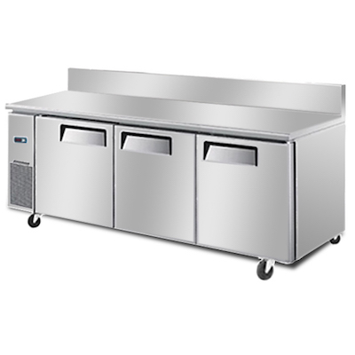 3-door commercial working bench freezer with splashback wcb1878 - Click Image to Close